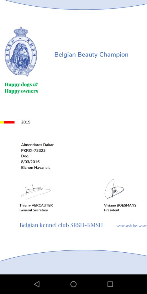 de las flores de la vida - Almendares Dakar Champion de Beauté Belge